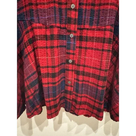 Loft Plaid Mini Shirt Dress Long Sleeve Size Small NWOT Red - Picture 7 of 14